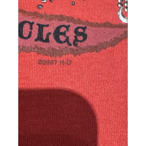 Harley Davidson Tank Top Wom 1X Red Orange Eagle Rhinestone 2007 Killer Creek GA - Picture 8 of 13